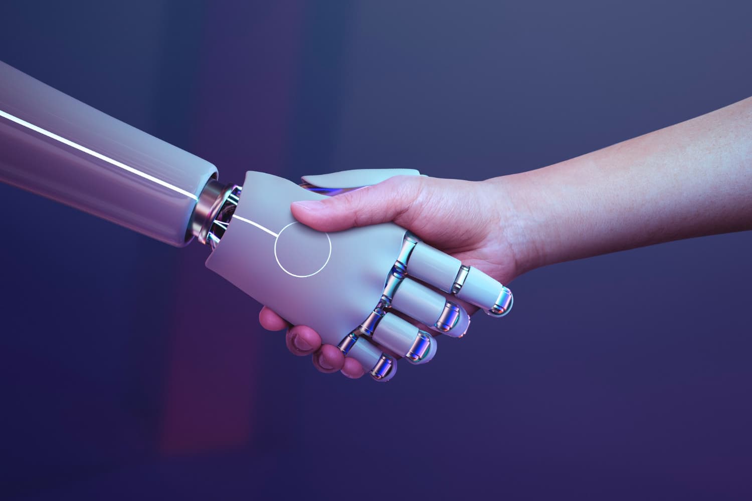 Human relationship with AI representing collaboration in speed-to-lead optimization